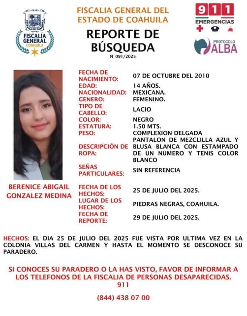 Reportan desaparición de adolescente en PN; activan protocolo Alba