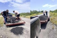 Vecinos reparan carretera al Remolino ante abandono del alcalde Evelio Vara