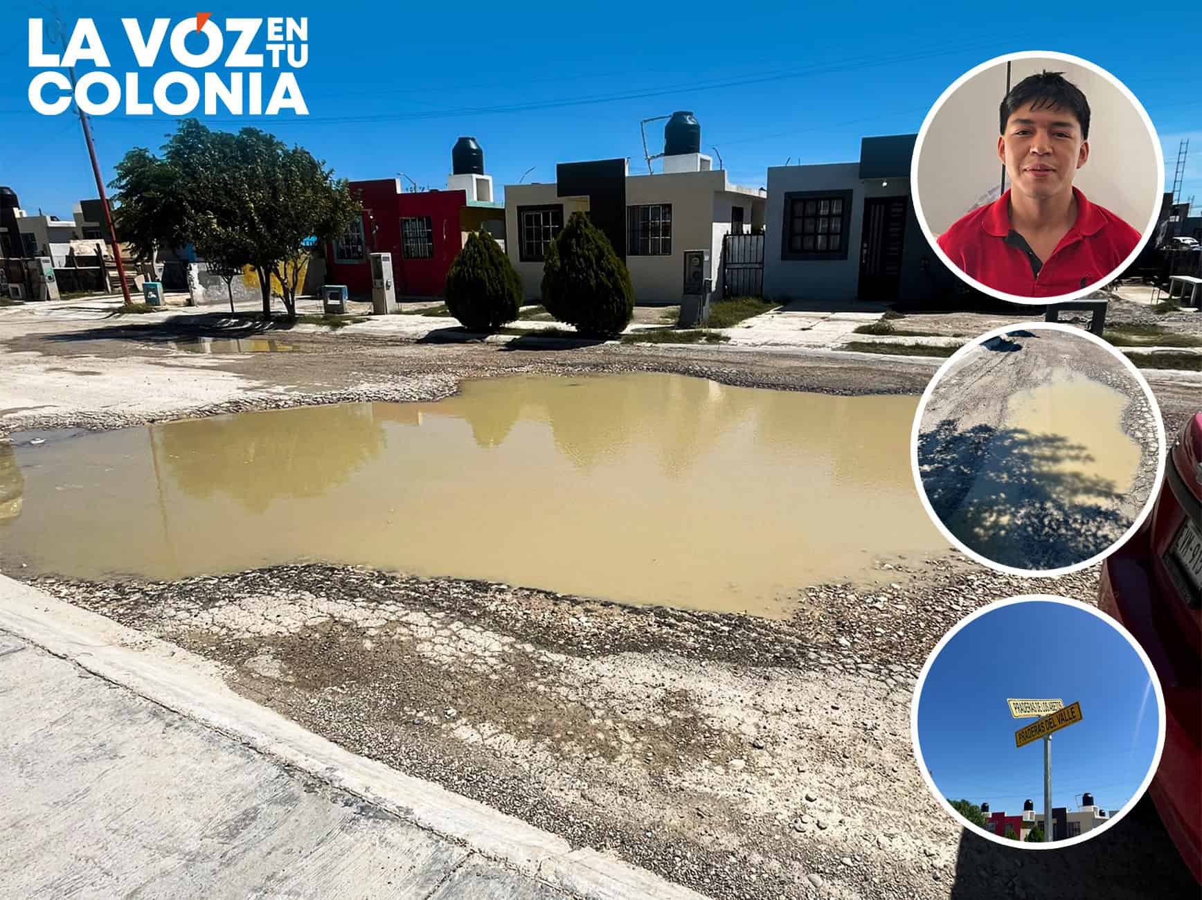 Vecinos de Praderas del Valle exigen solución a enorme bache que afecta vialidad y salud