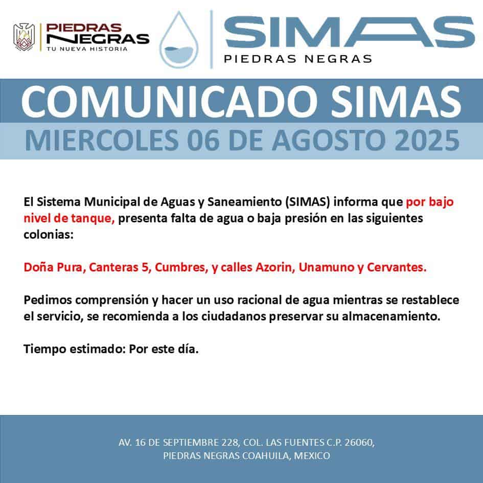 Admite SIMAS crisis en tanques y deja 16 colonias sin agua