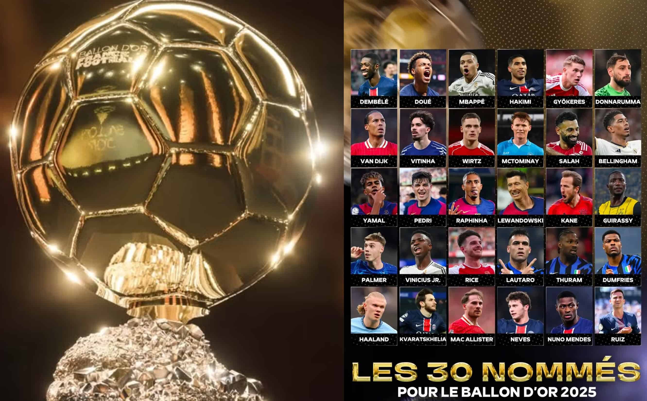 Anuncian a los nominados para el Balón de Oro 2025