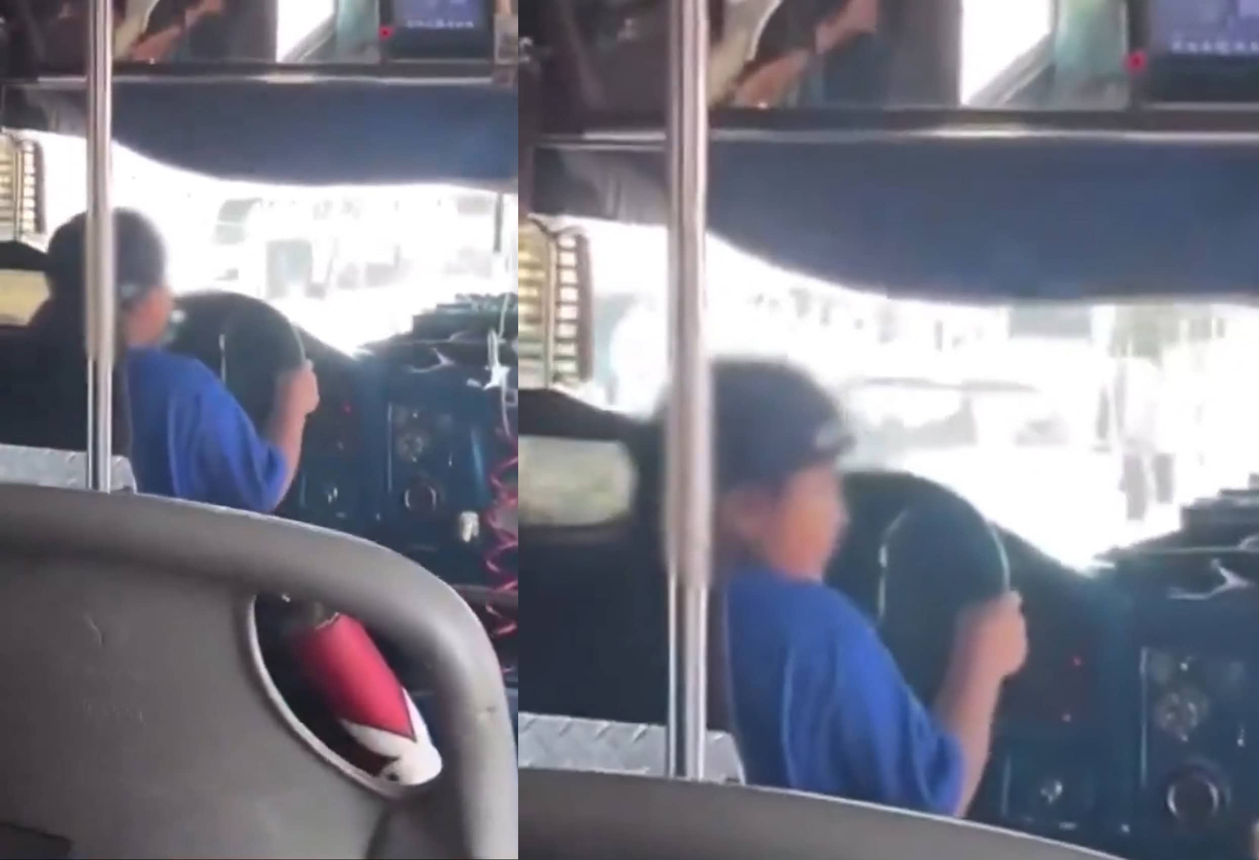 Graban a niño conduciendo microbús con pasajeros en Durango: el papá lo dejó manejar