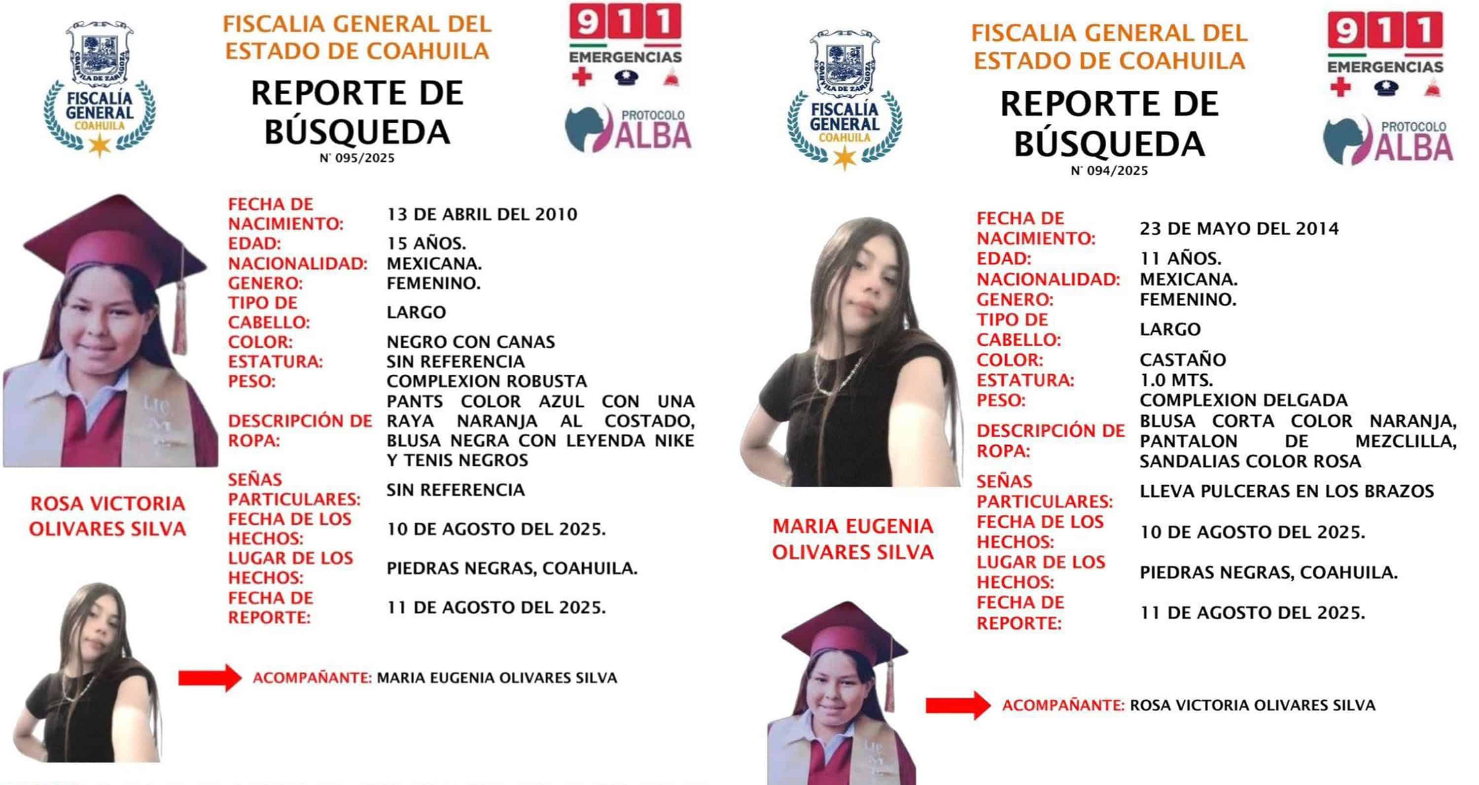 Reportan desaparición de dos jóvenes hermanas en Piedras Negras