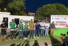 Alcalde encabeza rehabilitación de cancha deportiva en colonia Independencia