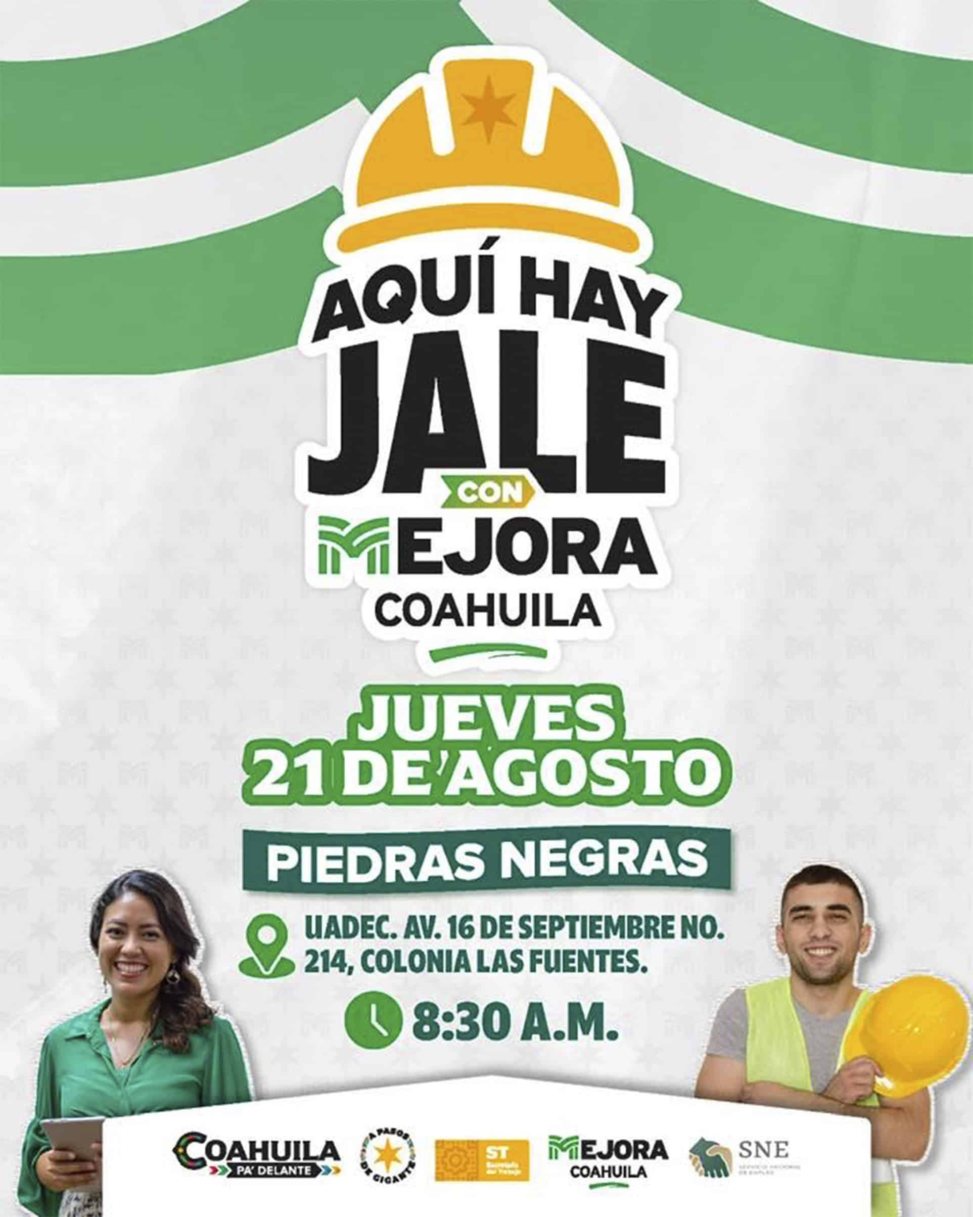 Realizarán jornada laboral "Aquí hay jale" en Piedras Negras