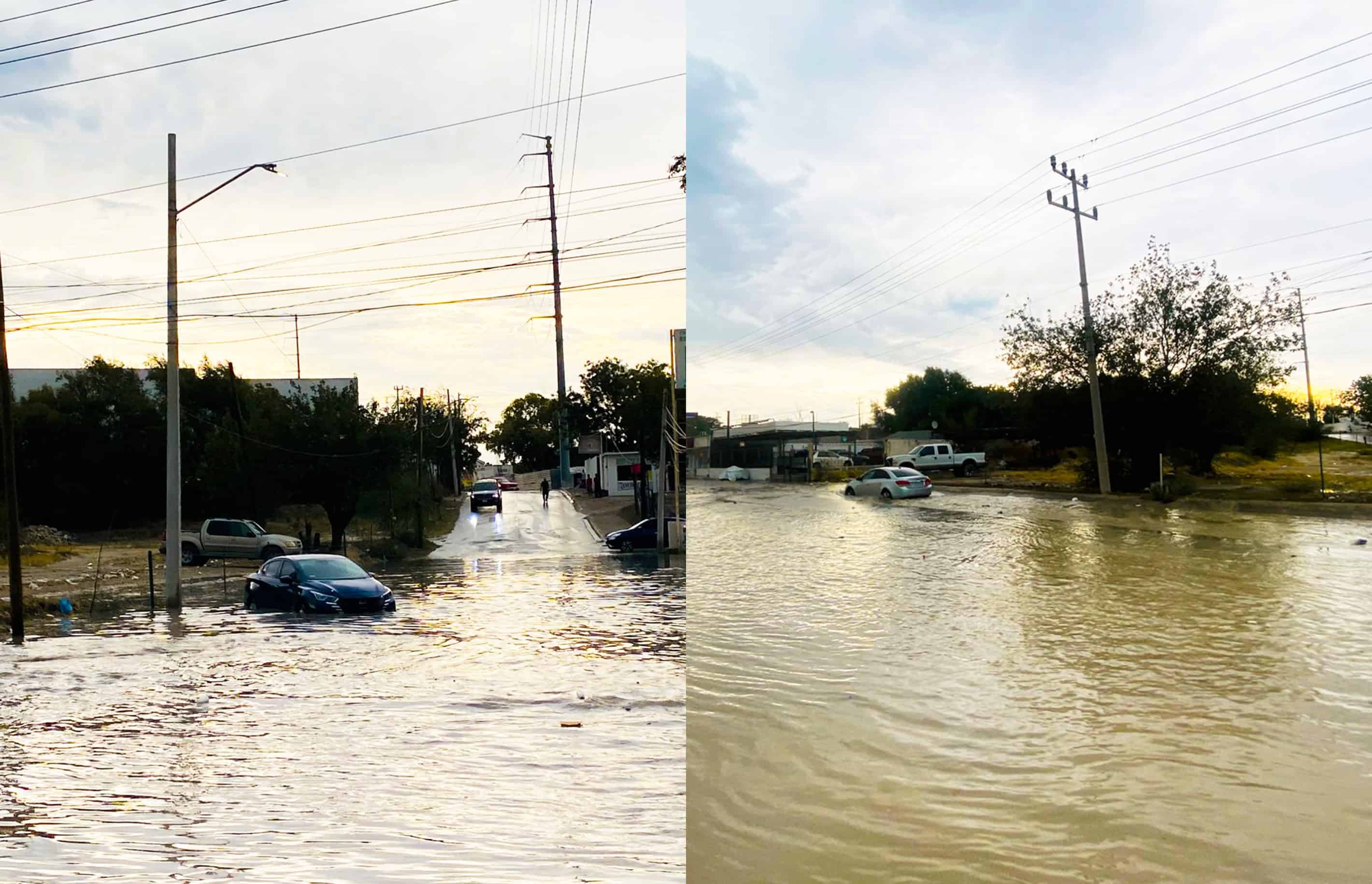 Lluvia torrencial colapsa vialidades en Ciudad Acuña