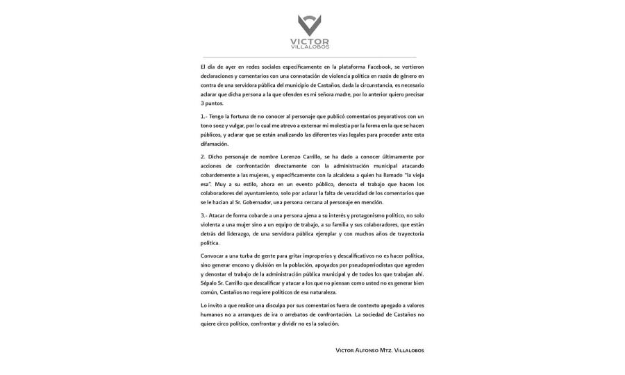 Víctor Alfonso Martínez Villalobos denuncia ataques a su madre