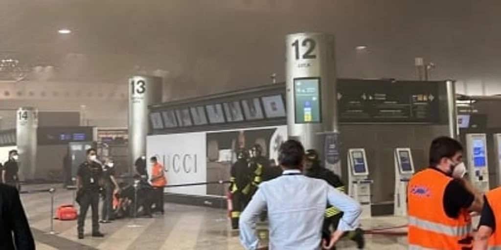 Hombre provoca incendio con un martillo en aeropuerto de Milán