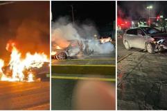 ¡Infierno en el bulevar Pape!  Mazda se incendia y jóvenes se salvan de morir calcinados