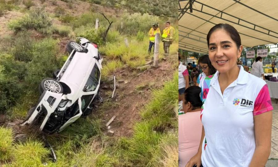 Grave esposa del alcalde de Ramos Arizpe  tras volcadura