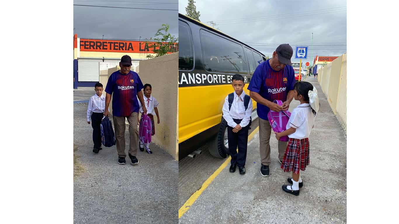Abuelo Cuauhtémoc Trinidad Muñoz, Don Temo, cumple sueño de nietos con uniformes nuevos