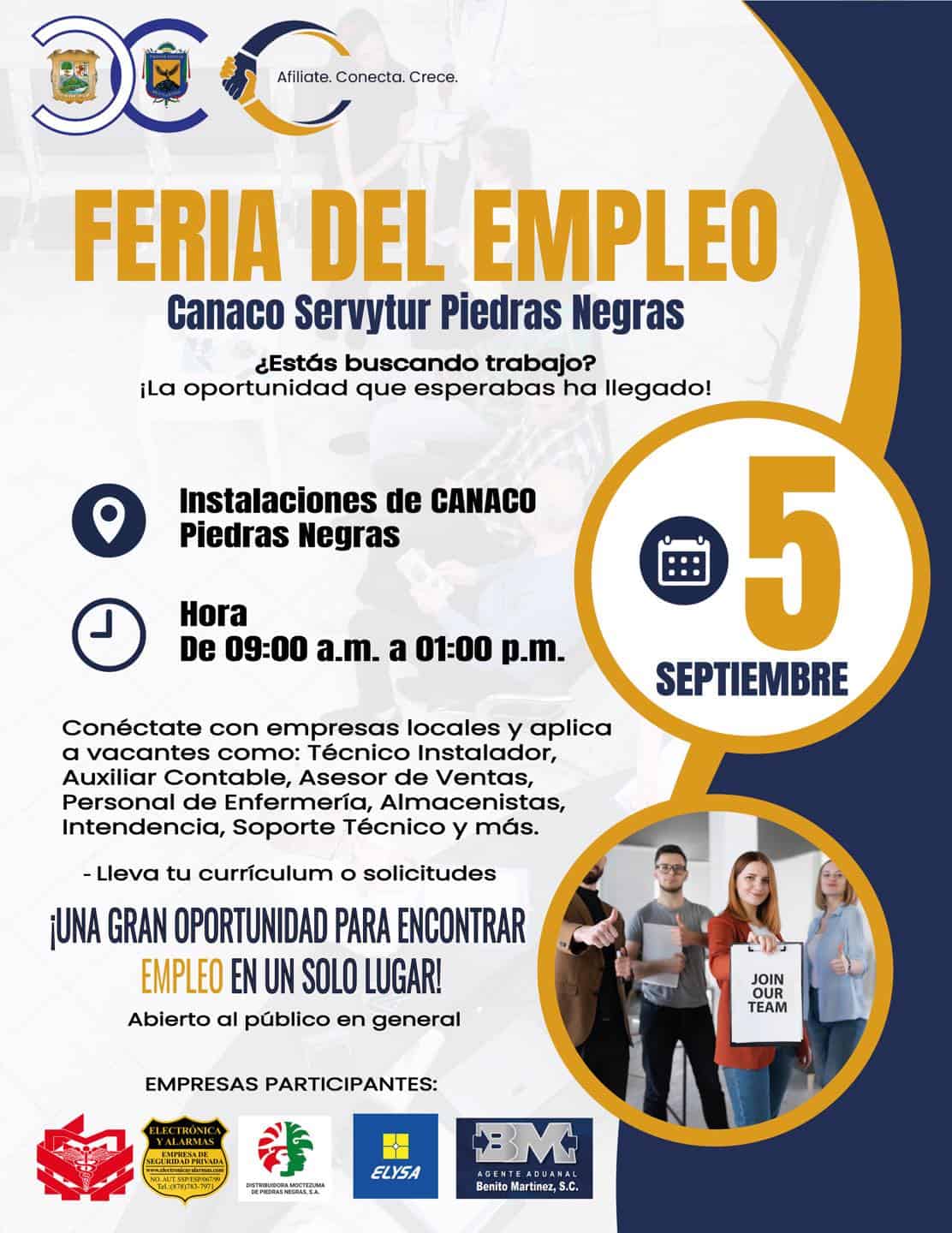 CANACO invita a Feria del Empleo en Piedras Negras