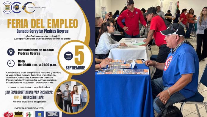 CANACO invita a Feria del Empleo en Piedras Negras