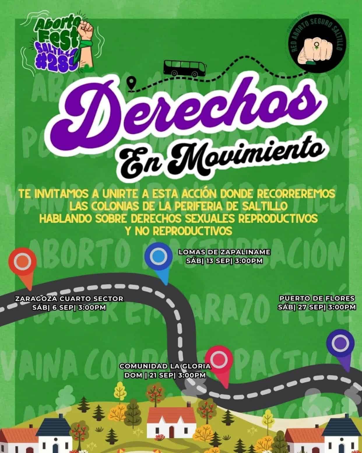 Colectivo promueve Derechos en Movimiento en Saltillo durante Aborto Fest 28S