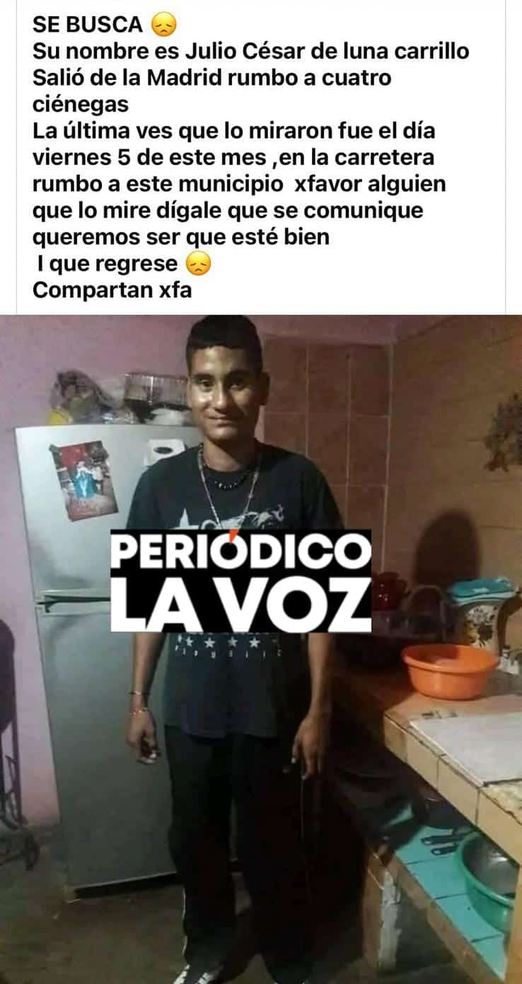 Desaparece Julio César Luna Carrillo, alias Jolino, en Lamadrid