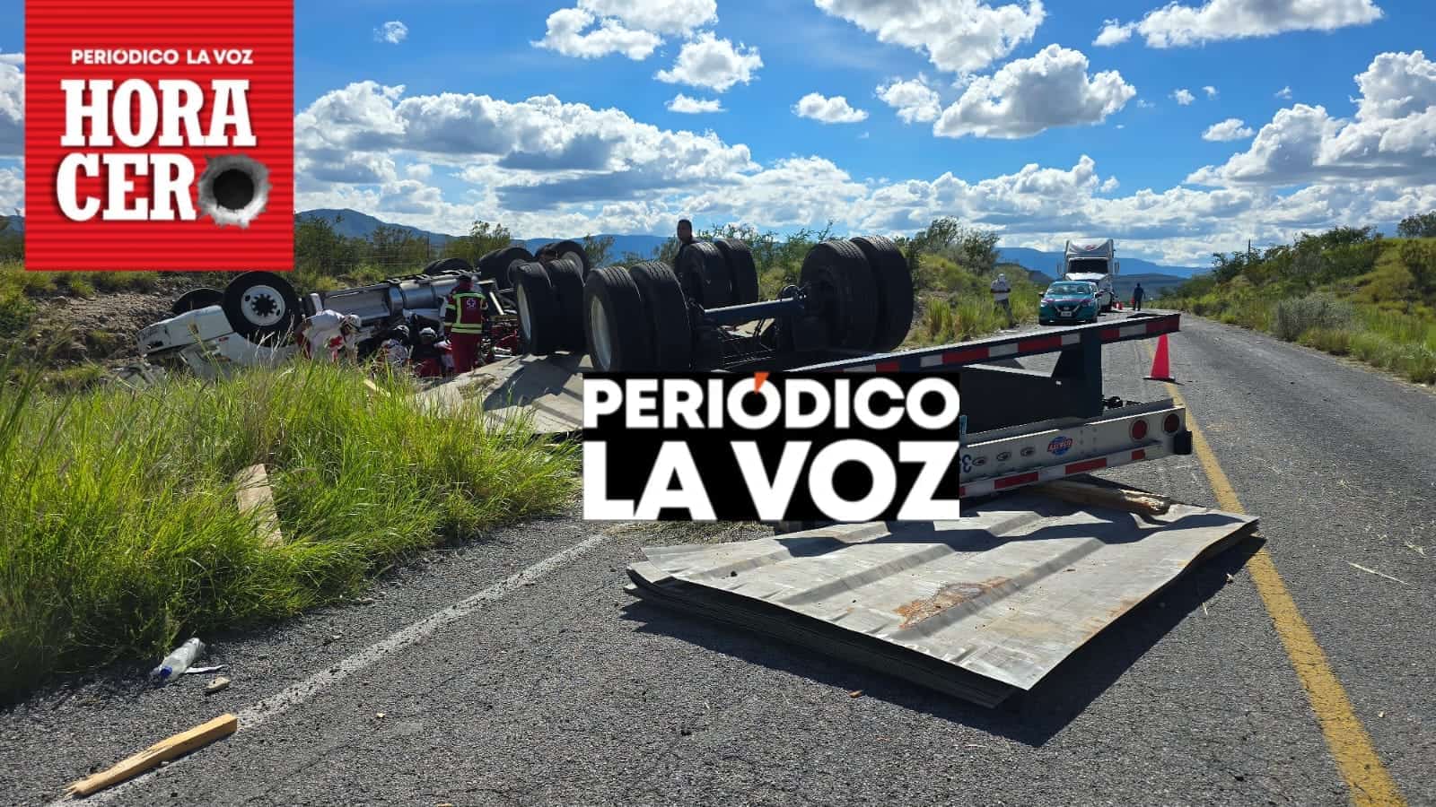 Trailero pierde la vida en volcadura en carretera estatal de Coahuila