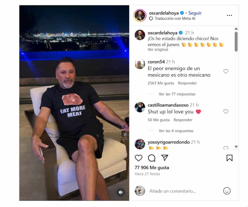 Óscar de la Hoya se burla de Canelo tras derrota ante Crawford: "¡Te lo dije!"