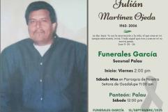 Darán último adiós a Julián Martínez Ojeda en Palaú: “Tu turno ha terminado”