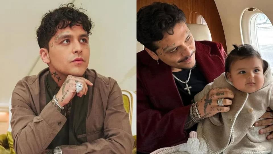 Christian Nodal se quita tatuajes del rostro por amor a su hija Inti
