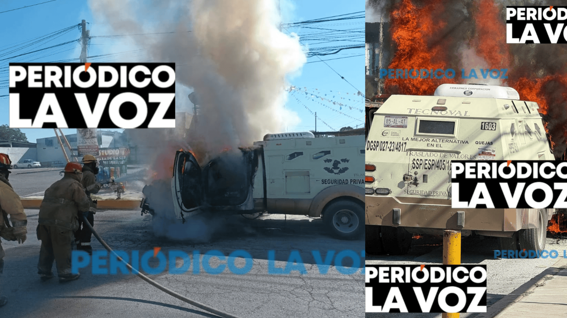 Incendio en camión blindado de Tecnoval en Monclova