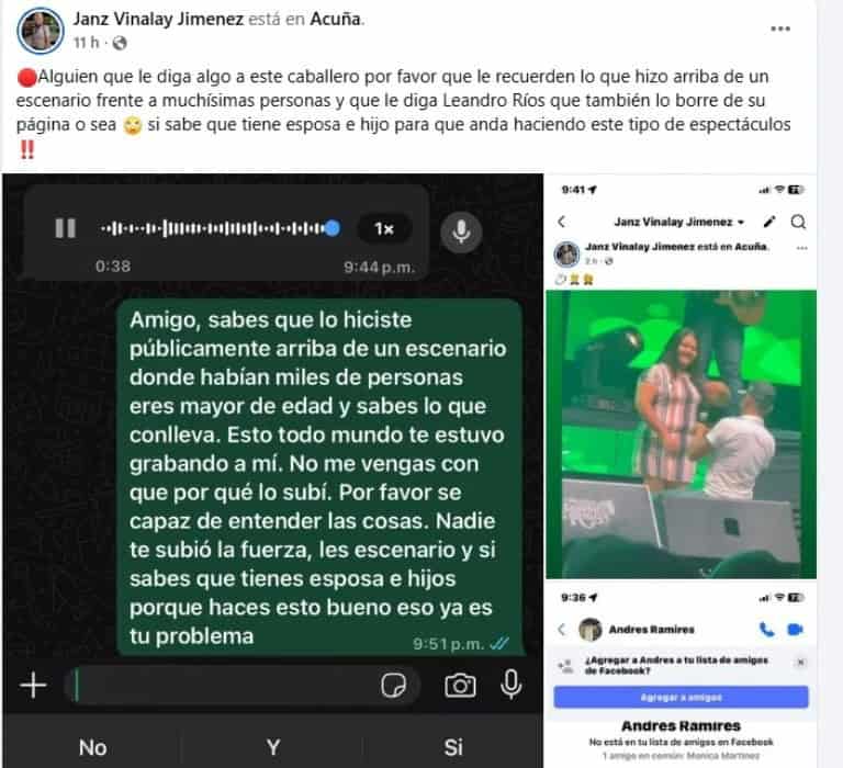 Hombre propone matrimonio en show de Leandro Ríos en Acuña ¡Estaba casado!