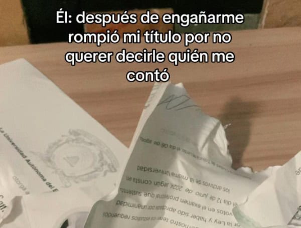 TikTok: novio rompe título universitario de su pareja tras confrontación por infidelidad