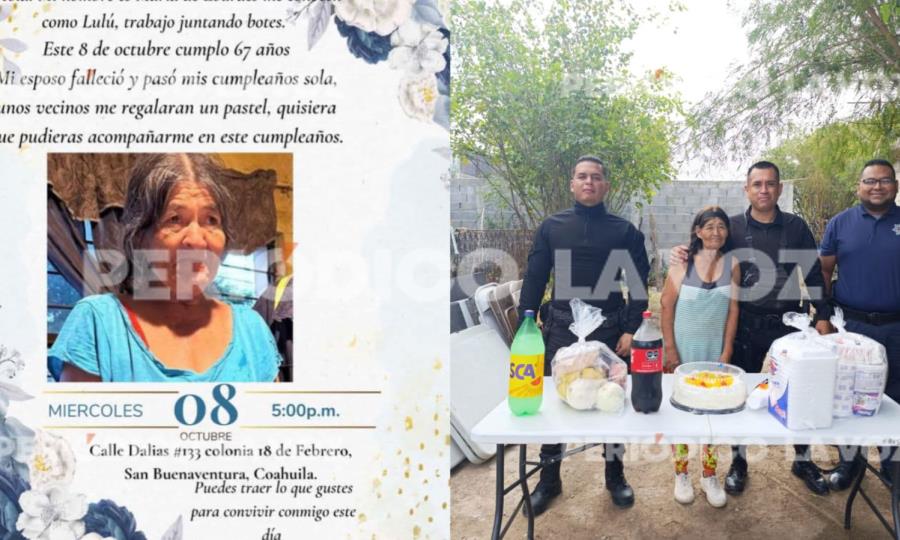 ¡Cumple 67 años! Policías de San Buena festejan a doña Lulú