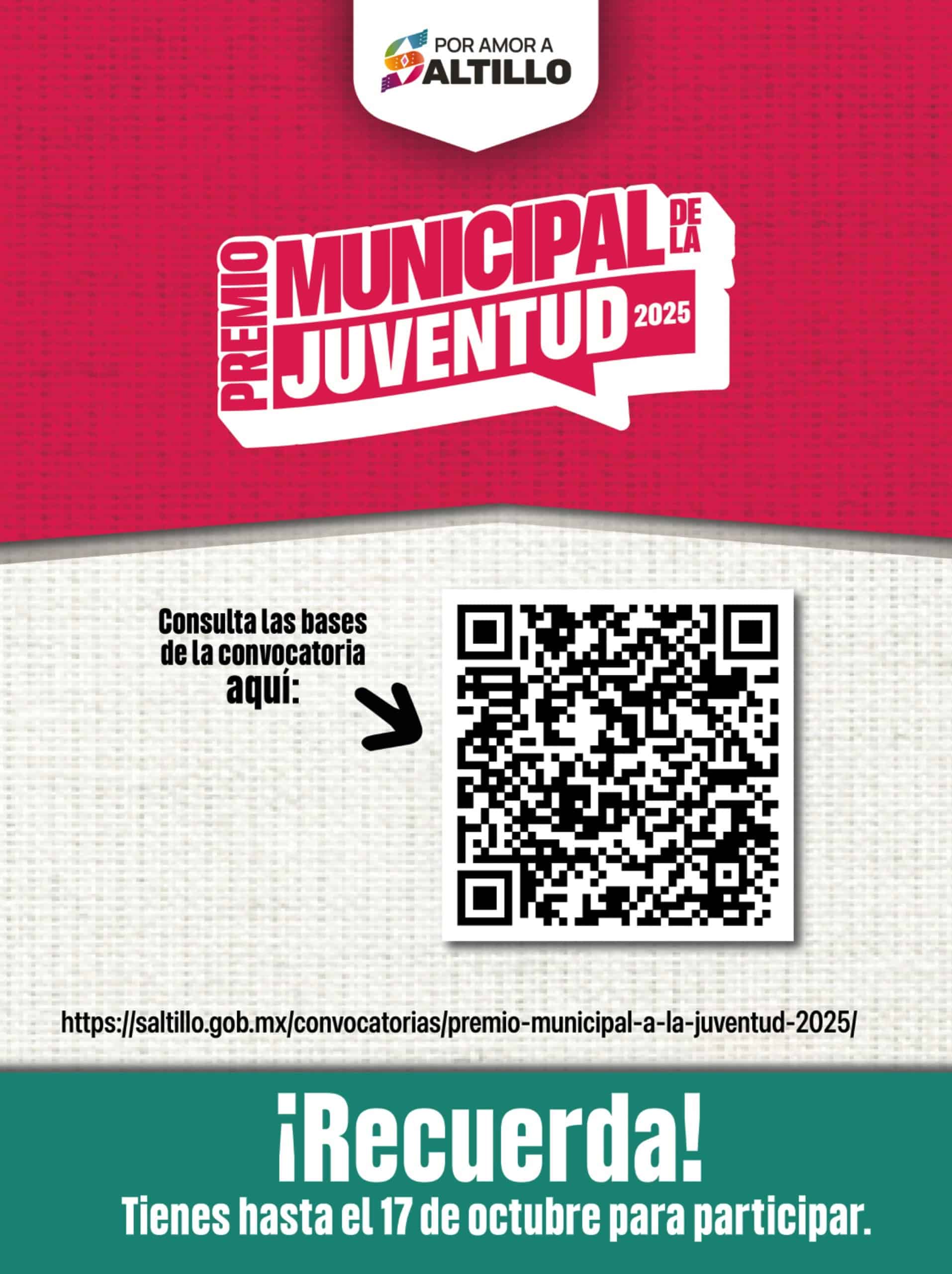 El Premio Municipal de la Juventud busca reconocer el talento y esfuerzo de jóvenes saltillenses.