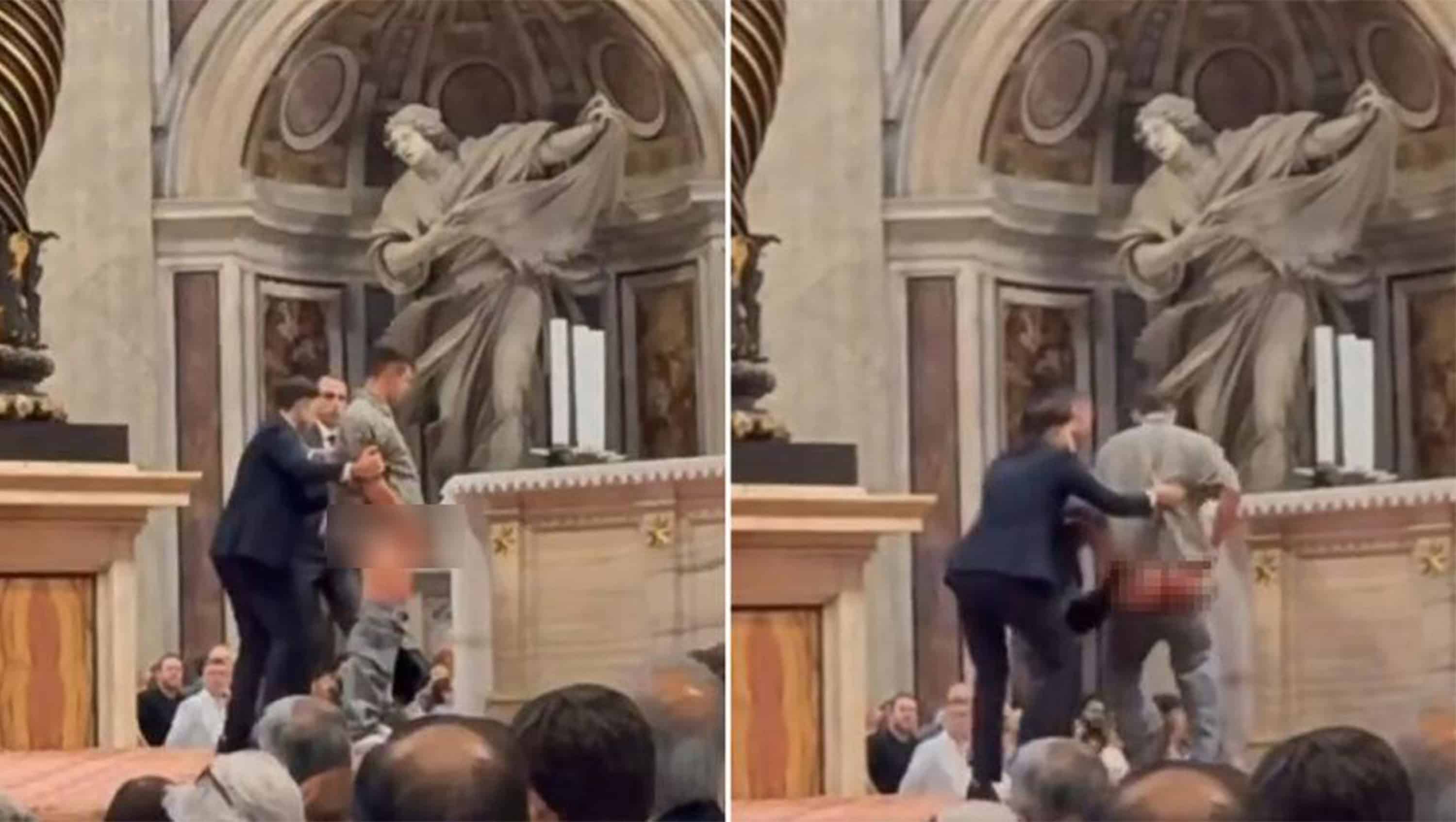 Profanación en el Vaticano: un hombre orina sobre el altar de San Pedro durante la misa