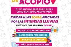 DIF Saltillo abre centro de acopio para ayudar a zonas afectadas por lluvias en Veracruz