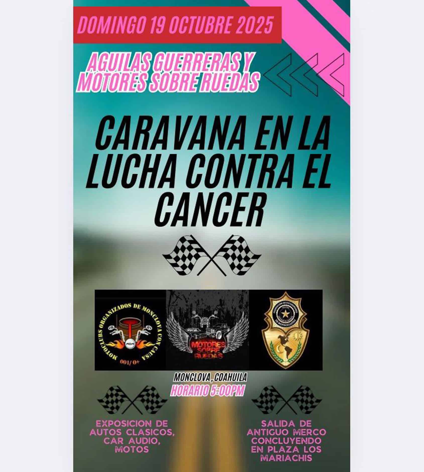 Monclova se une en rosa: Caravana sobre ruedas contra el cáncer este 19 de octubre