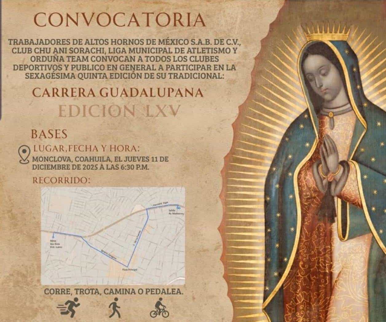 AHMSA reanuda la 65ª Carrera Guadalupana en Monclova