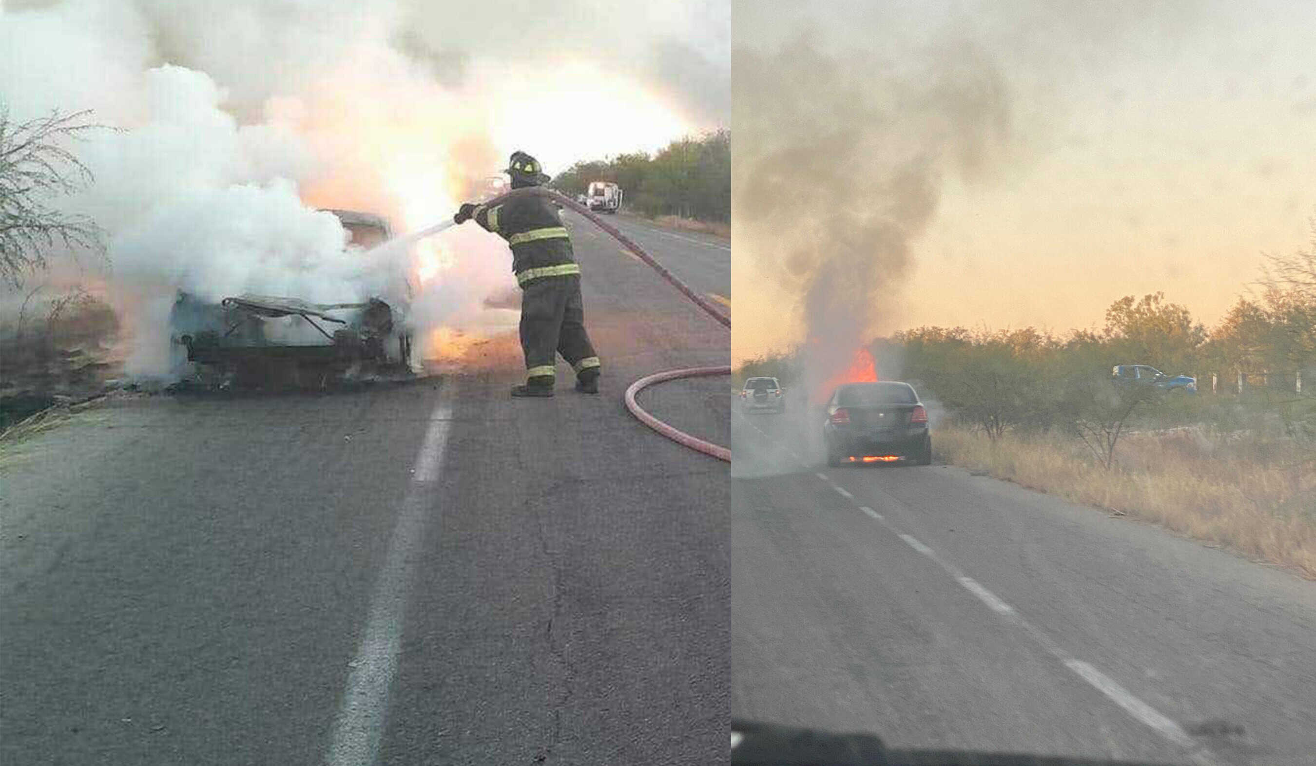 Vehículo se incendia a pocos kilómetros de Ciudad Acuña por presunta falla eléctrica
