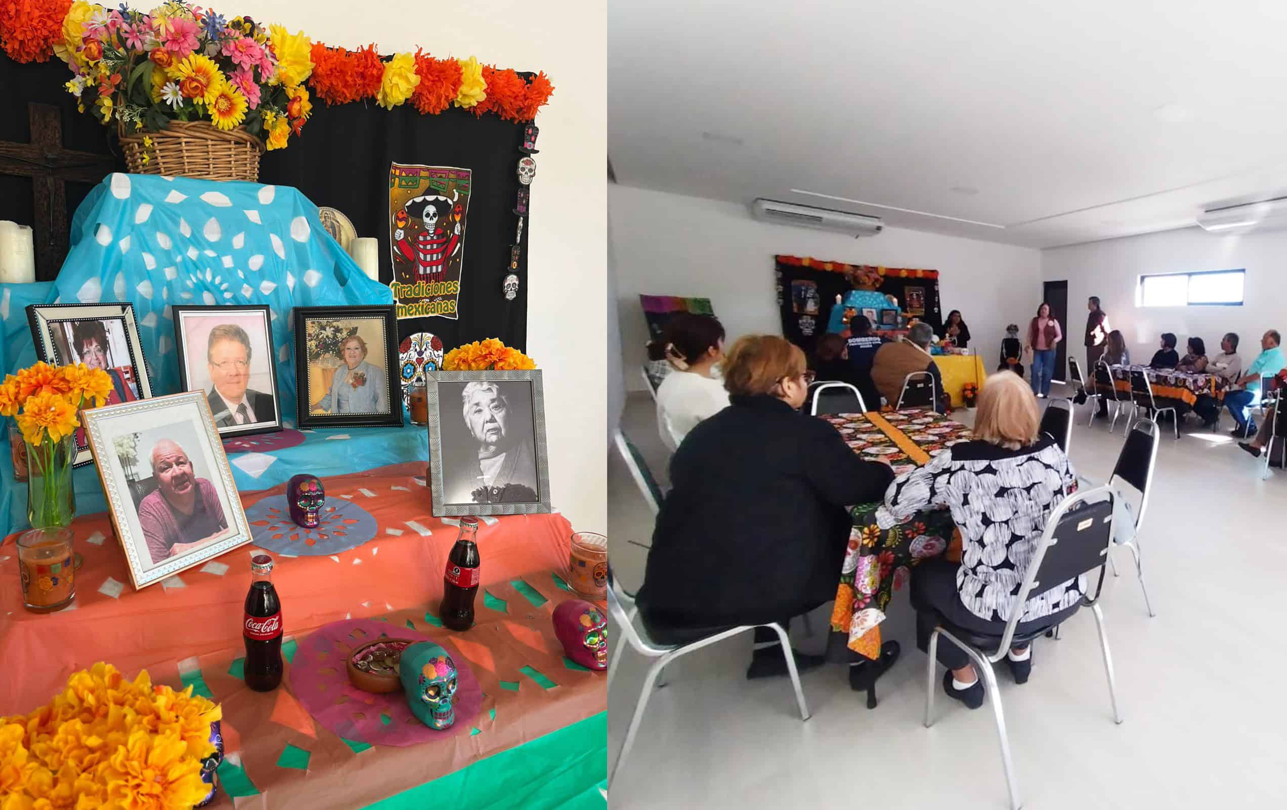 Docentes jubilados rinden homenaje a compañeros fallecidos con altar de Día de Muertos