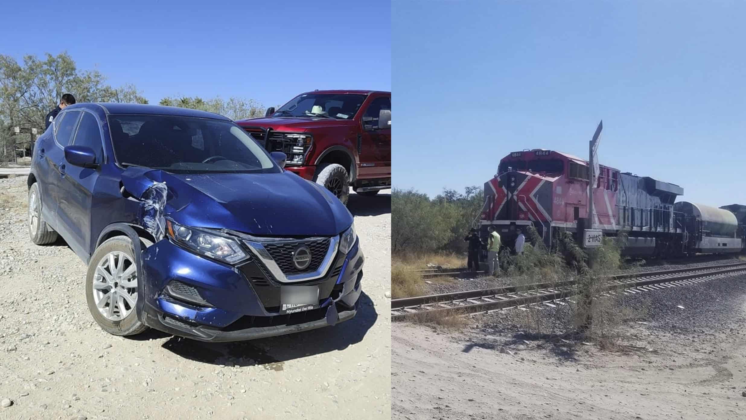 Tren impacta vehículo en cruce ferroviario; conductora resulta con crisis nerviosa