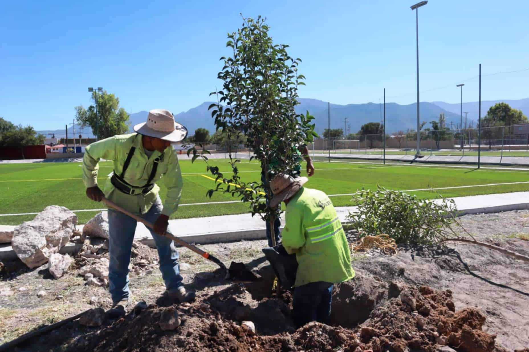 Reforestación y limpieza en plazas públicas de Saltillo para mejorar convivencia familiar