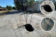 Cumple casi un año socavón abierto en Villa de Fuente; vecinos acusan omisión municipal