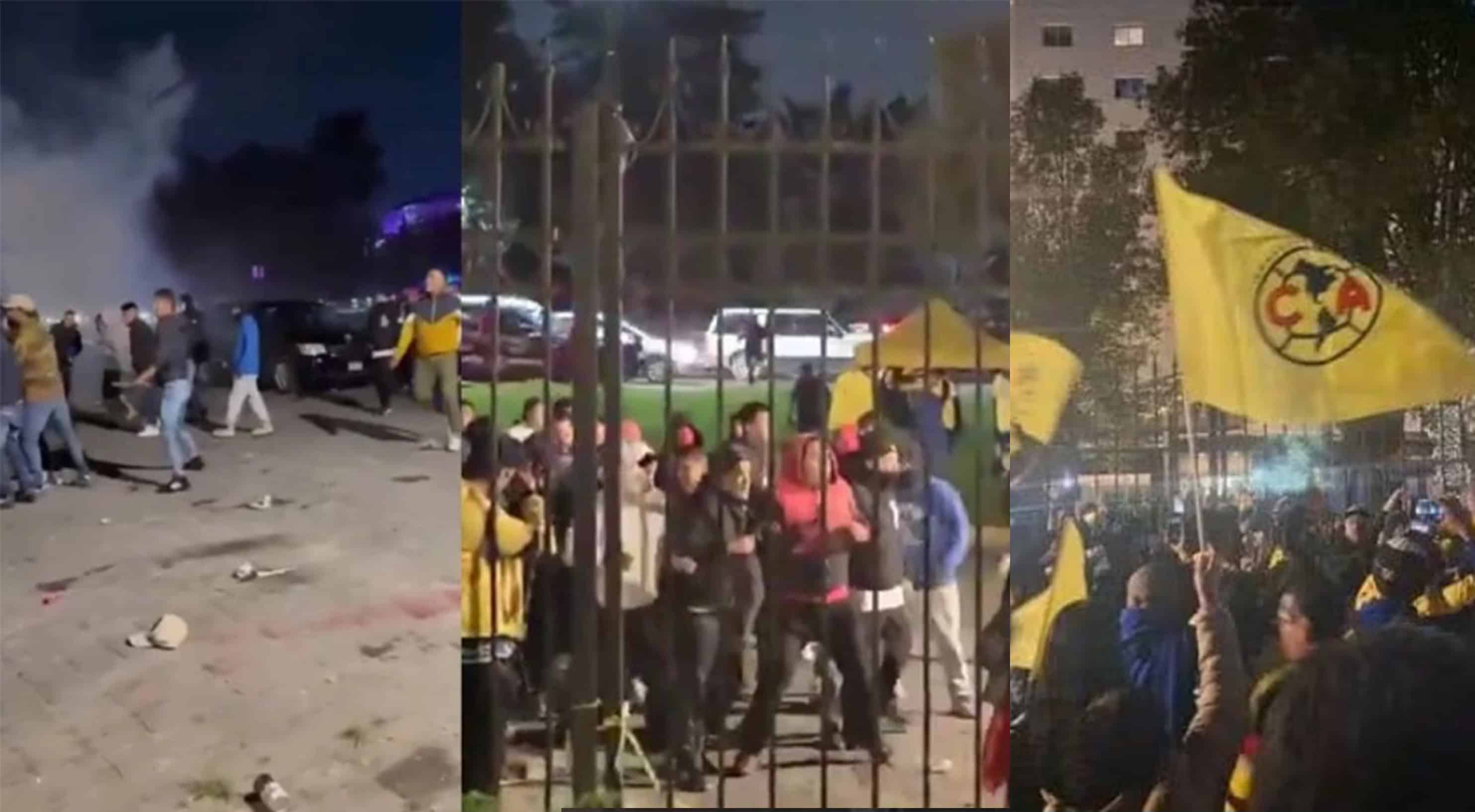 Violenta riña entre aficionados de América y Toluca frente al hotel de concentración azulcrema