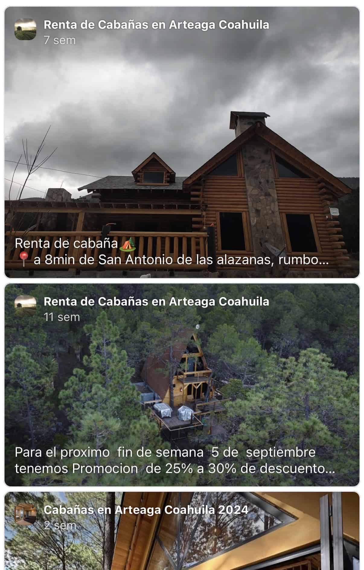 Cabañas turísticas en Arteaga, Coahuila sin registro oficial