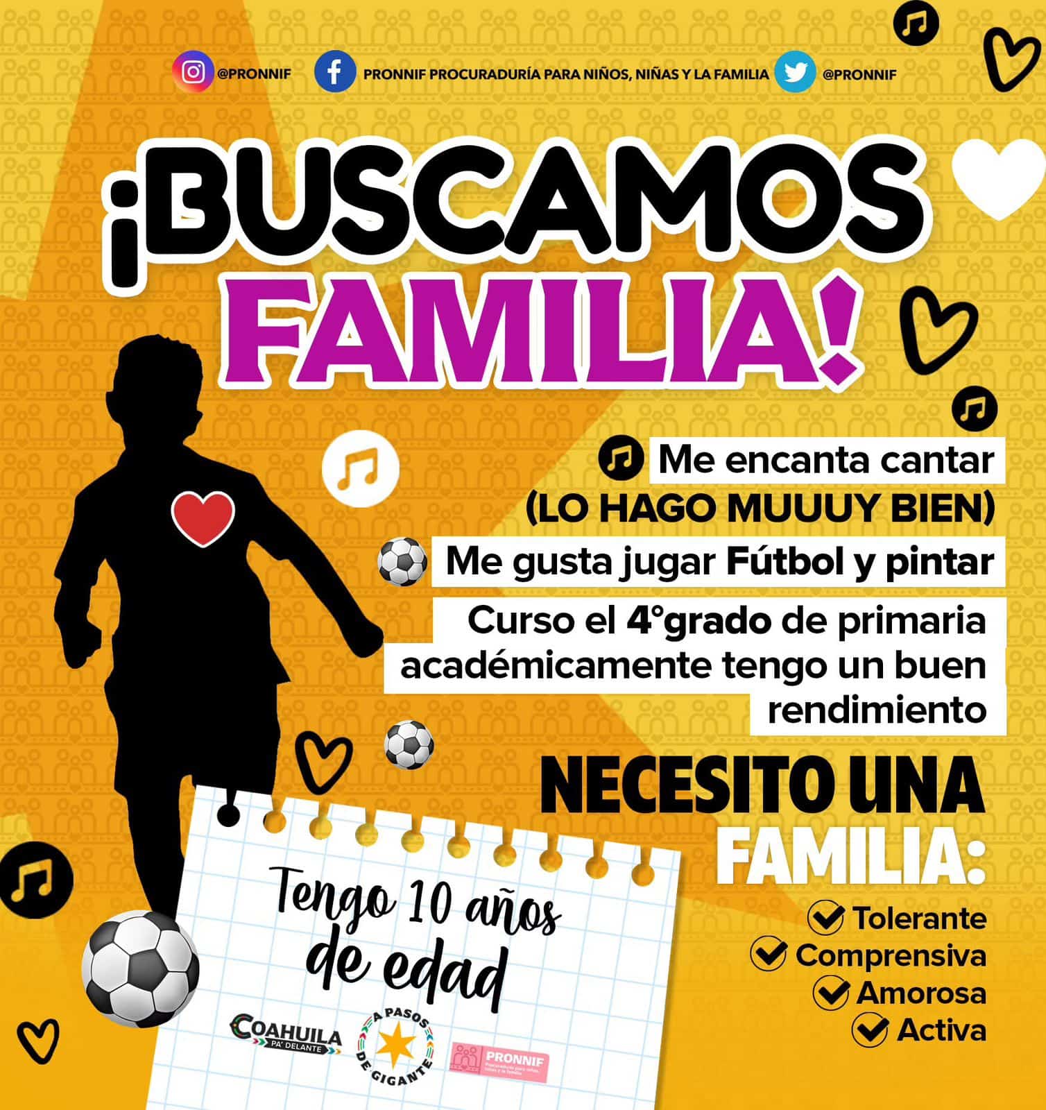 PRONNIF lanza campaña: ¡Buscamos familia! para adopción de niños