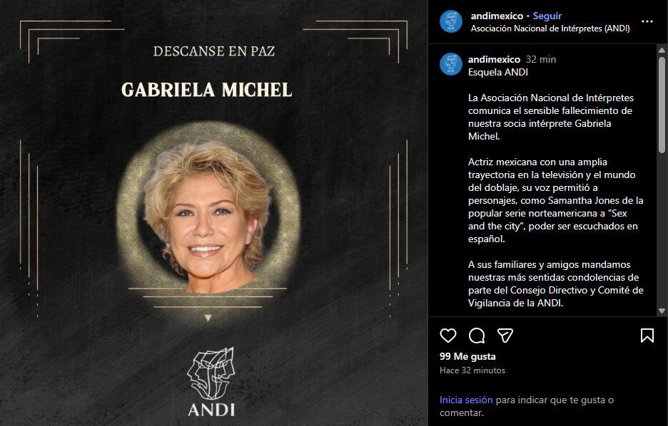 Gabriela Michel, reconocida actriz de doblaje, fallece a los 65 años