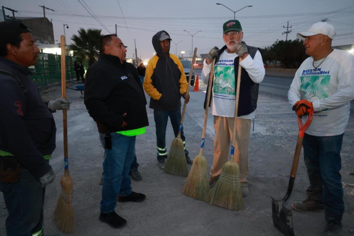 Gobierno Municipal y Boyatón realizan limpieza en ciclovía de Saltillo