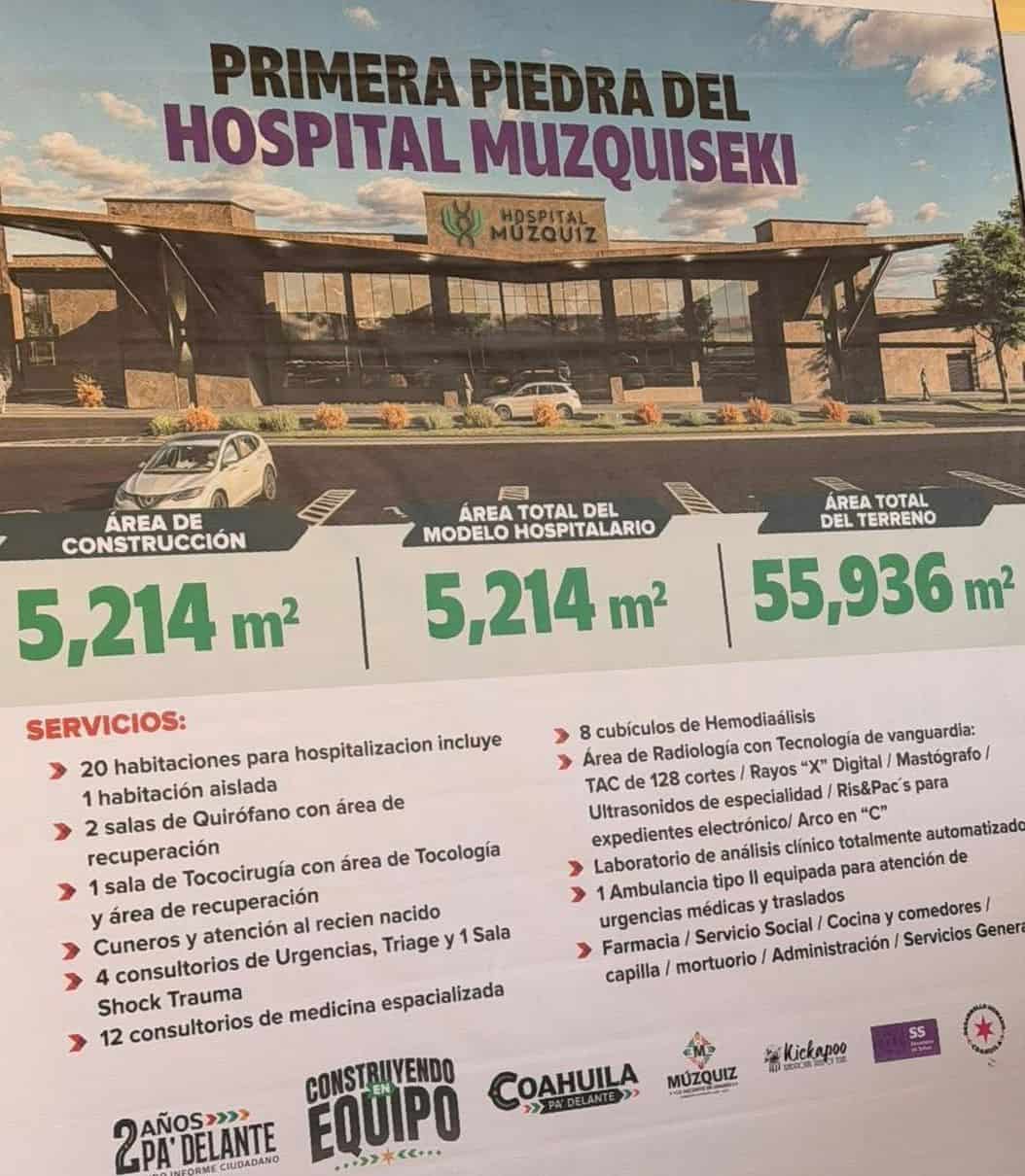 Gobernador Manolo Jiménez coloca primera piedra del hospital Muzquiseki en Múzquiz