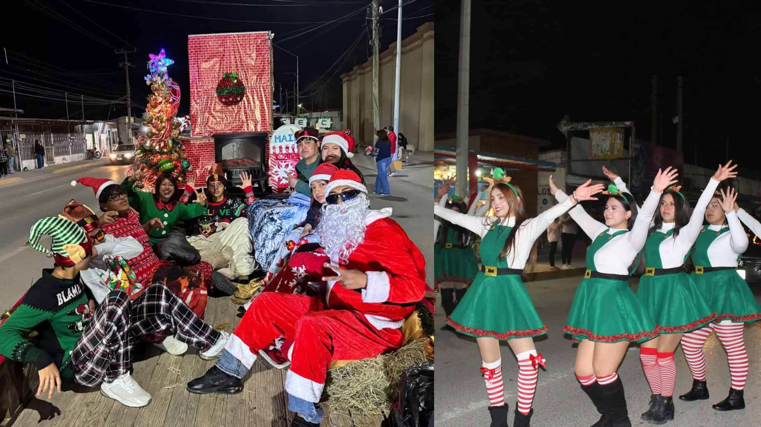 Desfile navideño llena de alegría la avenida Guerrero en Acuña