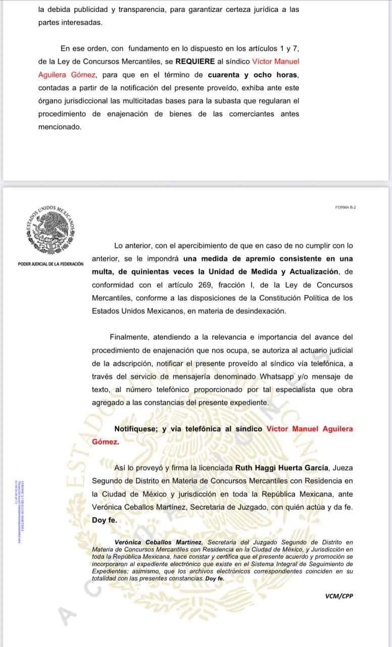 AHMSA EN LA CUERDA FLOJA: JUEZA EXIGE BASES DE SUBASTA Y APERCIBE CON MULTA AL SÍNDICO