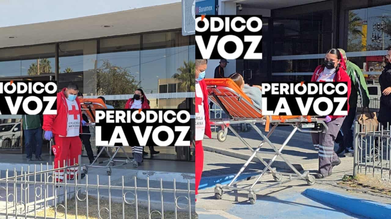 En sucursal bancaria  Se desvanece embarazada