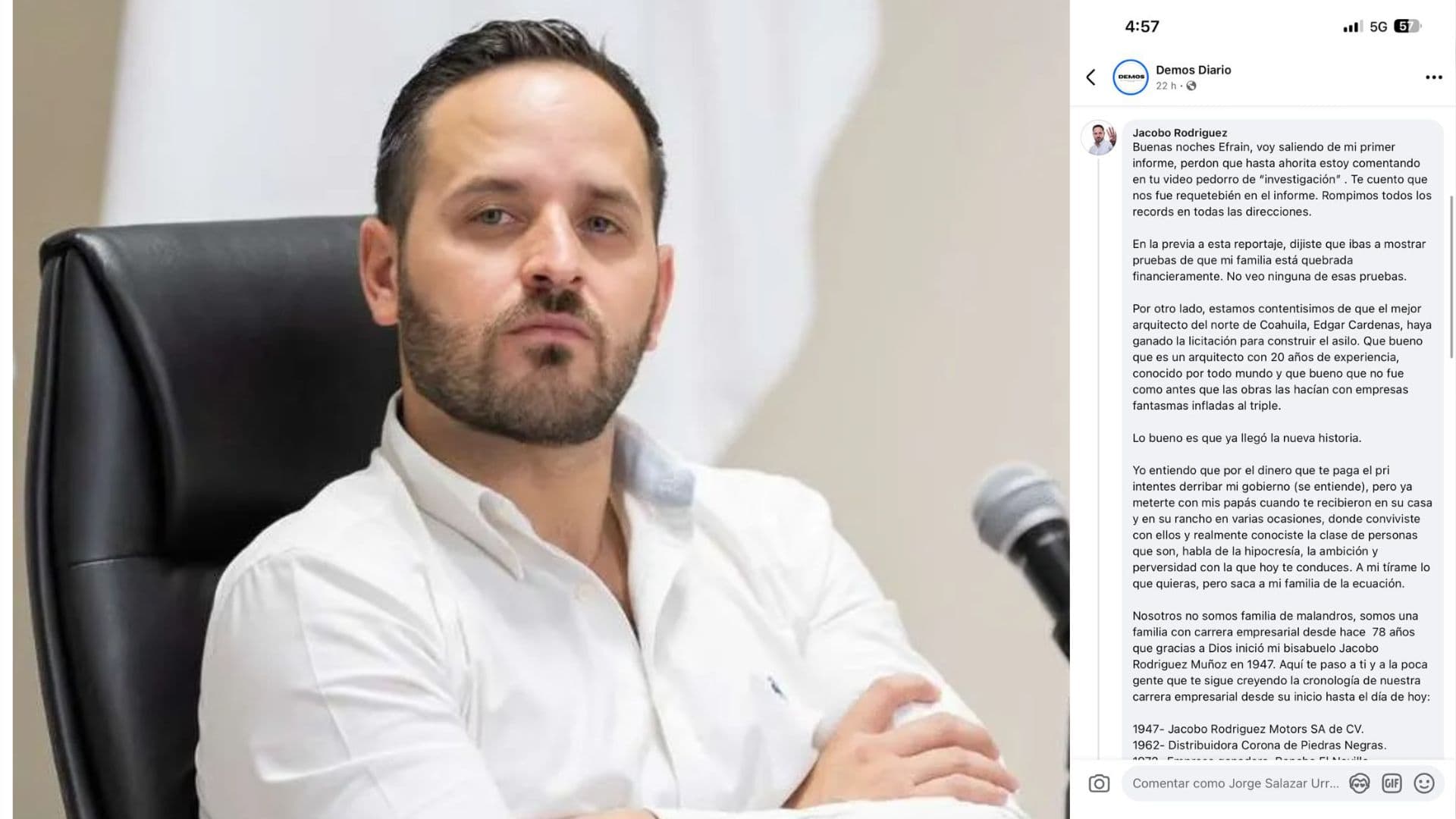 "¿Cuál es el chingado problema?": Alcalde de Piedras Negras arremete contra reportero