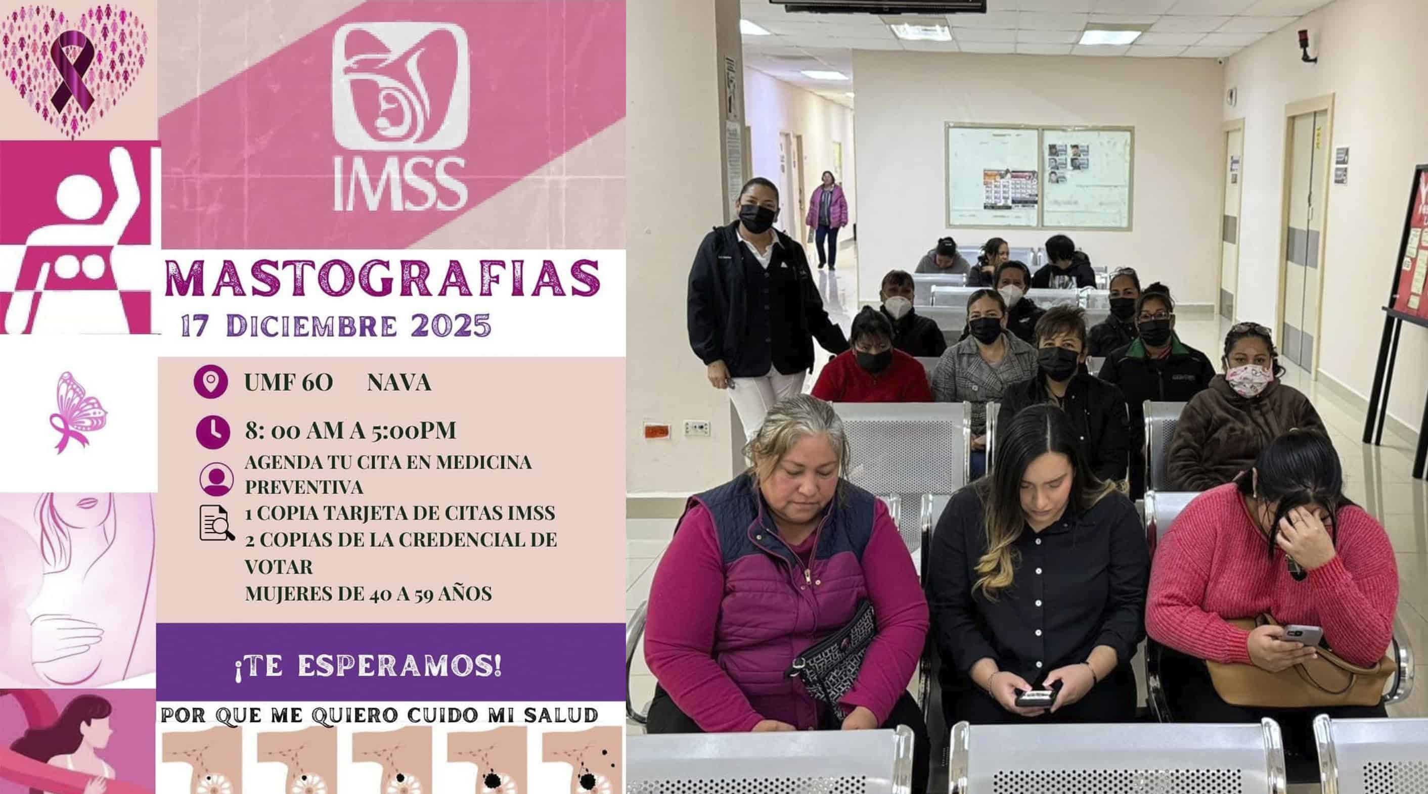 Hoy IMSS Nava realizar&aacute; jornada de mastograf&iacute;as para detecci&oacute;n oportuna de c&aacute;ncer de mama