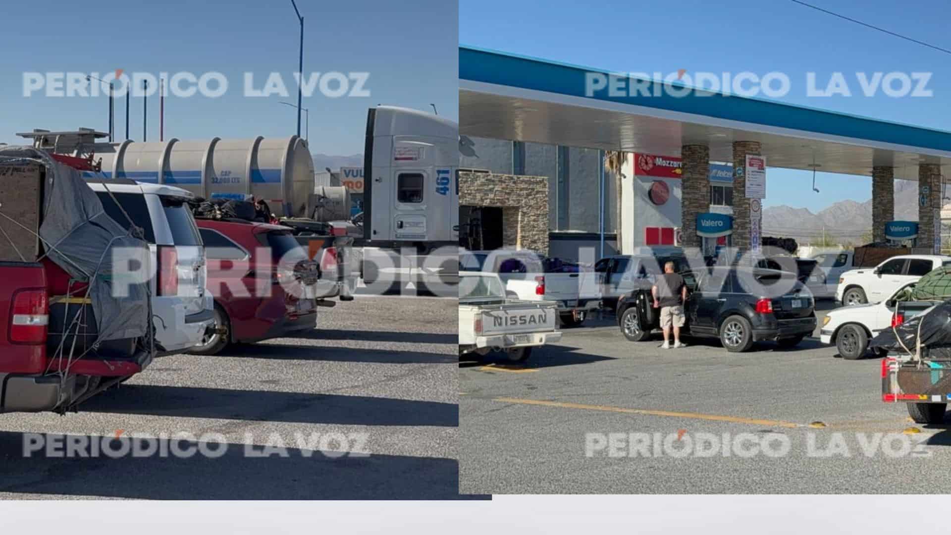 Paisanos saturan gasolinera Monky&acute;s en Casta&ntilde;os; destacan paso libre y sin extorsiones