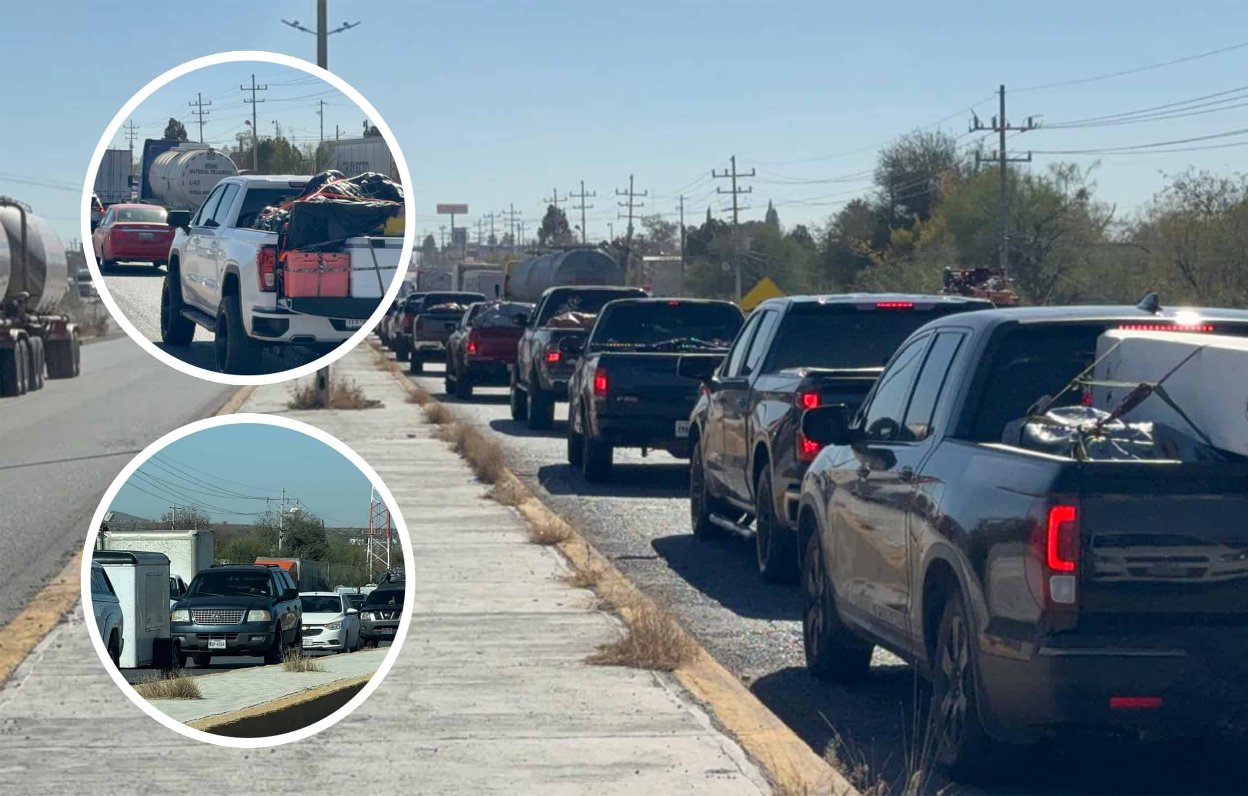 Paisanos saturan la carretera 57 a su paso por Casta&ntilde;os durante el periodo vacacional